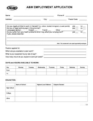 A W Online Application  Form