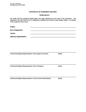 Equipment Delivery Form