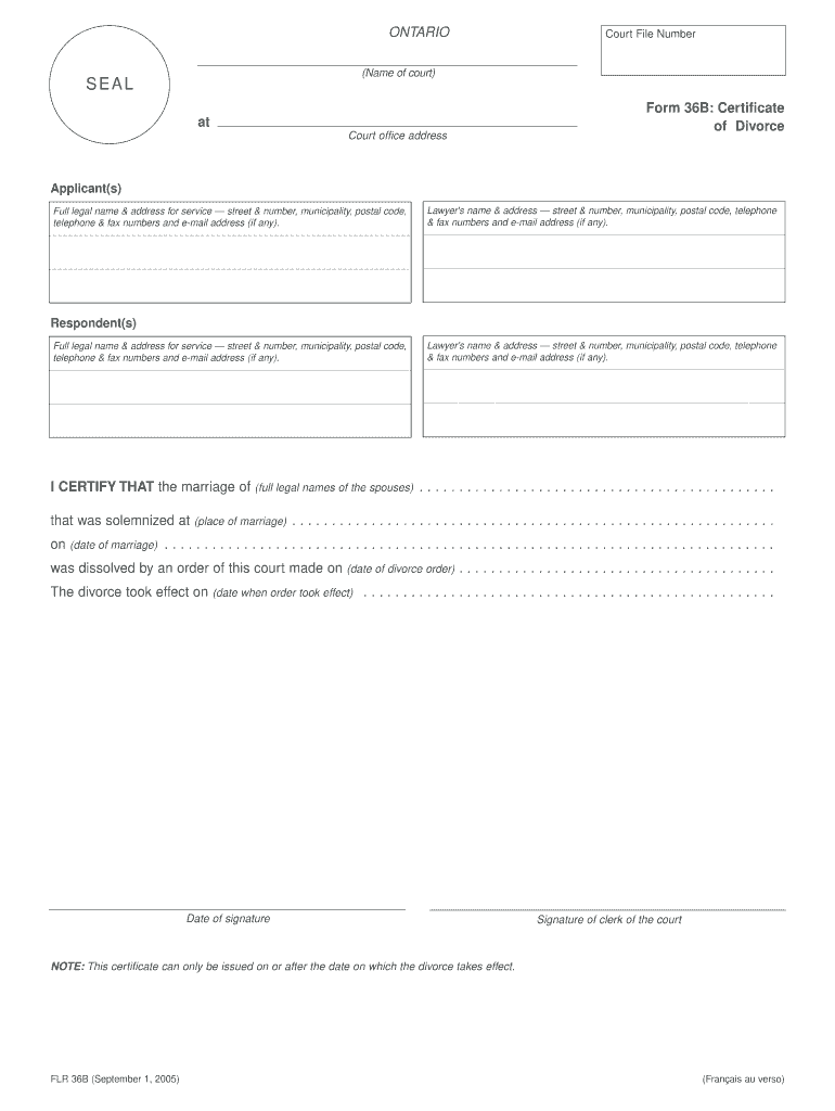  Divorce Certificate Ontario 2005-2024