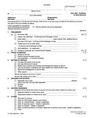 Form 36a Certificate of Clerk Divorce