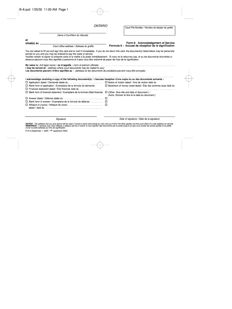 Form 6 Acknowledgement of Service 2002-2023