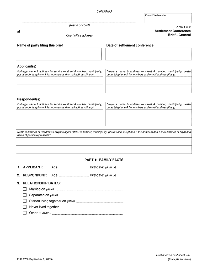  Ontario Form Settlement 2005