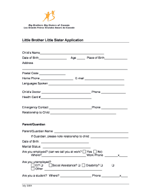 Sister Application  Form