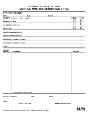 MEETING MINUTES RECORDING FORM Industrial Accident