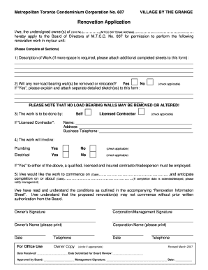 Renovation Application Form