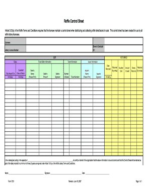 Raffle List Template  Form