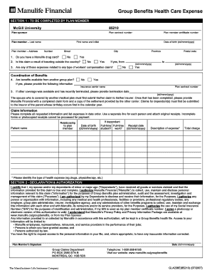 Mcgill Benefits Manulife  Form
