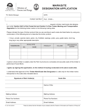 Mark Site Designation  Form