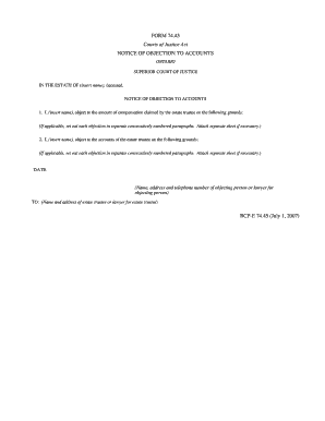 Forms for Notice of Objection 7445