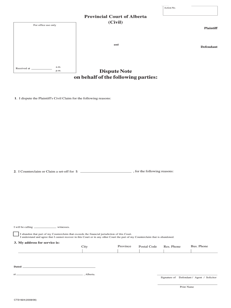  Cts1924 Dispute Note Alberta 2008-2024