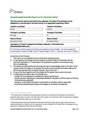 Summative Report Sample  Form