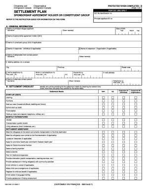 Settlement Plan Canada Sample  Form