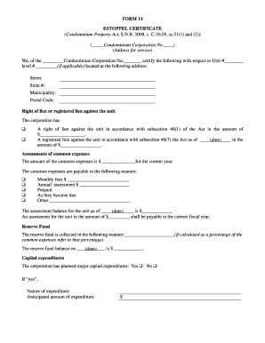 Estoppel Certificate  Form