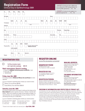 Registration Form Faculty of Health Sciences McMaster University Fhs Mcmaster