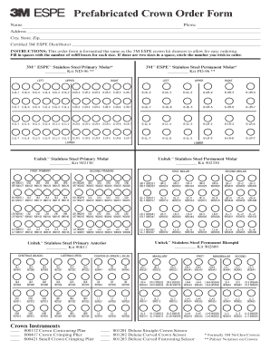 3m Primary Crowns Order Form Printable