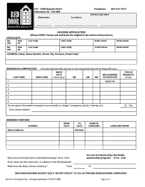 Red Door Housing Society  Form