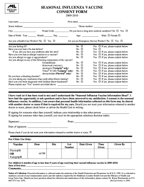 Seasonal Influenza Vaccine Consent Form Thehealthline Ca