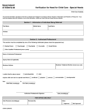 Sample IFSP Form Child Alberta