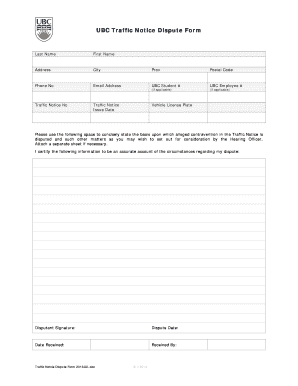 Ubc Traffic Notice  Form