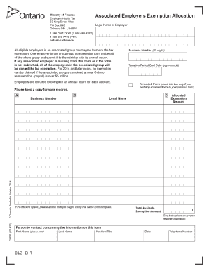 Associated Employers Exemption Allocation Form