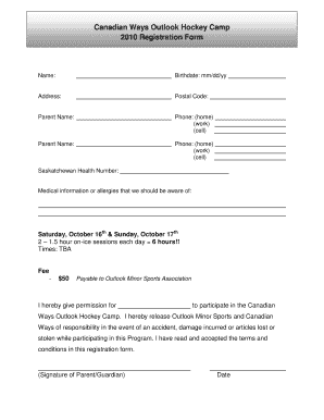 Hockey Registration Form