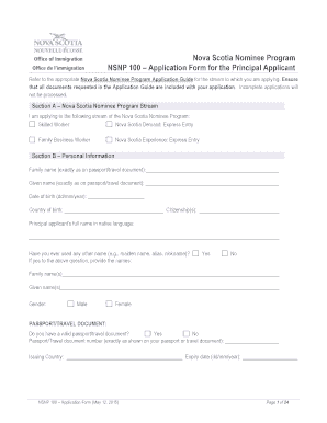 Nsnp 100 Form