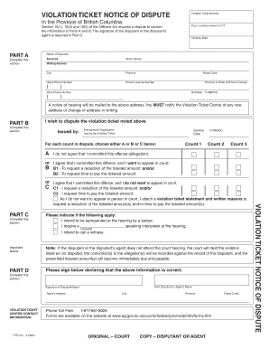 Ticket Dispute Form Bc