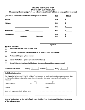 BUILDING FUND PLEDGE FORM St Mark&amp;#39;s Catholic Church