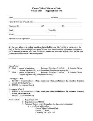 Rccg Choir Application Form