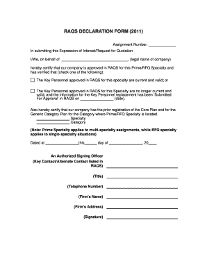 RAQS Declaration Form PDF