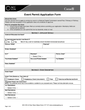Event Permit Application Form National Capital Commission