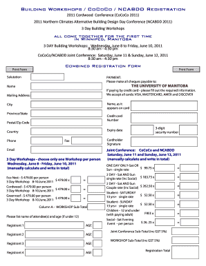 Building Workshops CoCoCo NCABDD Registration Umanitoba Form