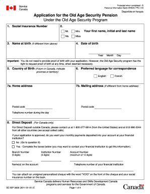Old Age Security Application Form