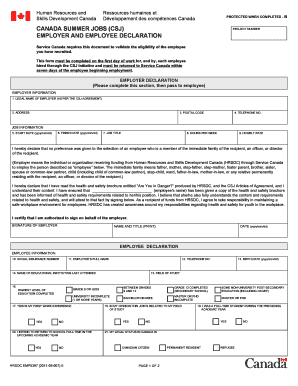 Canada Summer Jobs Employee Consent Form