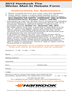 Hankook Rebate Form