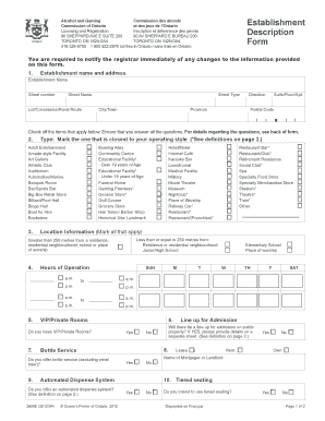 Establishment Description Form