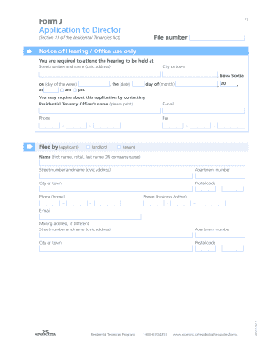 Form J Residential Tenancies
