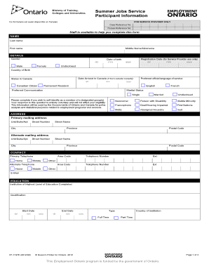 SJS Participant Information Form