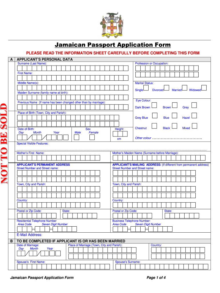 Jamaican Passport Application Form