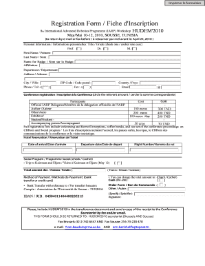 Registration Form Fiche D'Inscription