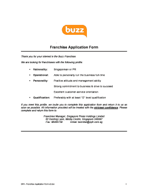 Buzz Franchise Singapore  Form