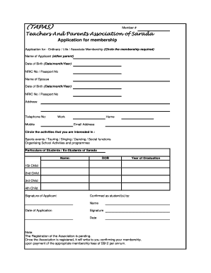 Tapas Exam Application  Form