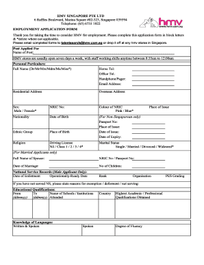 Job Application Form Singapore