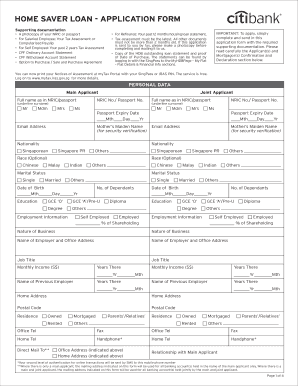 Home Saver Loan Application Form Citibank Singapore Citibank Com