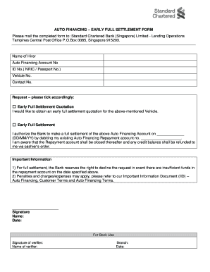 Standard Chartered Full Settlement Form