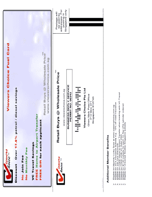 Viewers Choice Caltex Card  Form