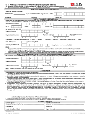 Dbs Standing Instruction Form