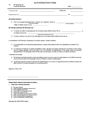 Sp Services Authorisation Letter  Form