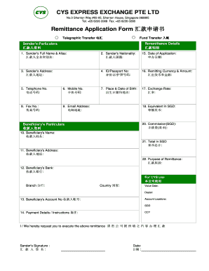 CYS Remittance Application Form XLS