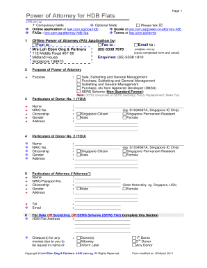 Power of Attorney Singapore Template  Form
